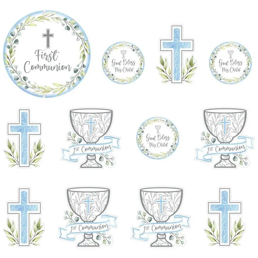 Blue My First Communion Cardstock Cutouts, 12ct