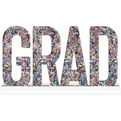 Follow Your Dreams Confetti Grad Plastic & Fiberboard Stand Sign, 10.6in X 5in
