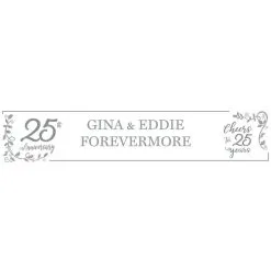 Custom Silver 25th Anniversary Vinyl Table Runner, 80in X 16in