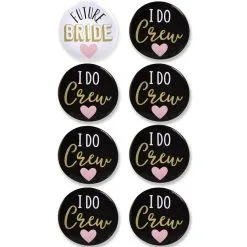 I Do Crew Bachelorette Party Buttons, 8pc