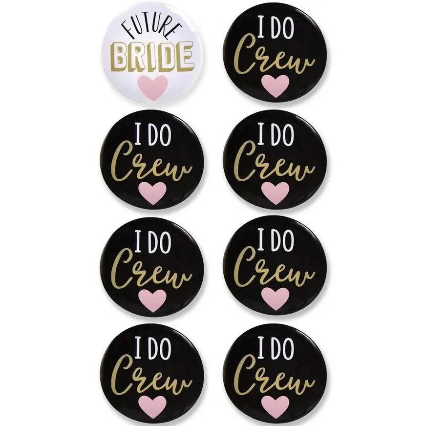 I Do Crew Bachelorette Party Buttons, 8pc