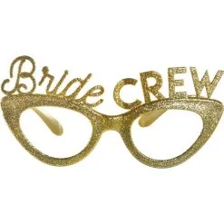 Glitter Gold Bride Crew Plastic Eyeglasses, 6ct