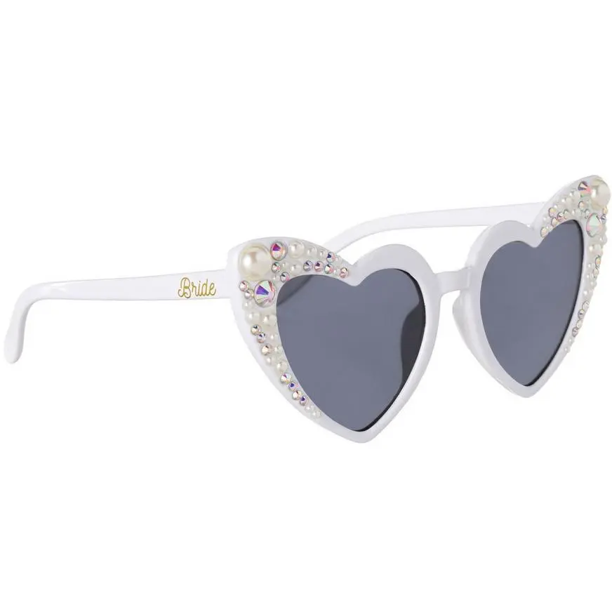 Sparkly Bridal Pearl Plastic Sunglasses - Image 2