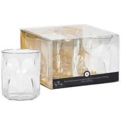 Old Fashioned Faceted Clear Plastic Tumblers, 10oz, 4ct