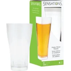 Plastic Pilsner Glasses, 14oz, 4ct
