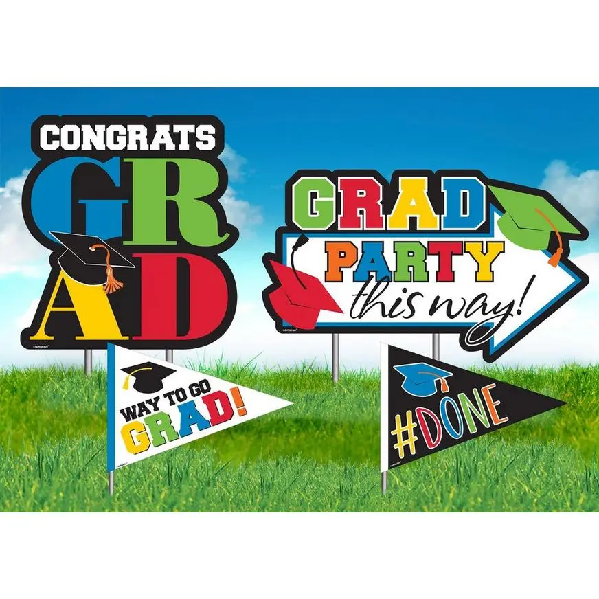 Multicolor Congrats Grad 2023 Graduation Outdoor Decorating Kit - Image 6