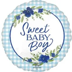 Sweet Baby Boy Baby In Bloom Foil Balloon, 21in