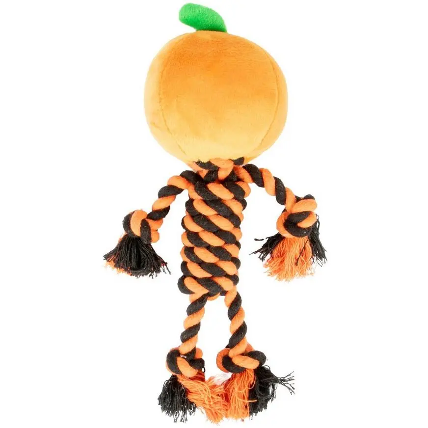 Orange & Black Pumpkin Rope Dog Toy - Image 2