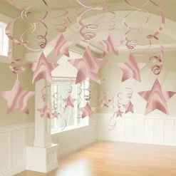Rose Gold Star Swirl Decoration Set, 30pc