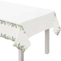 Love & Leaves Plastic Table Cover, 54in X 102in
