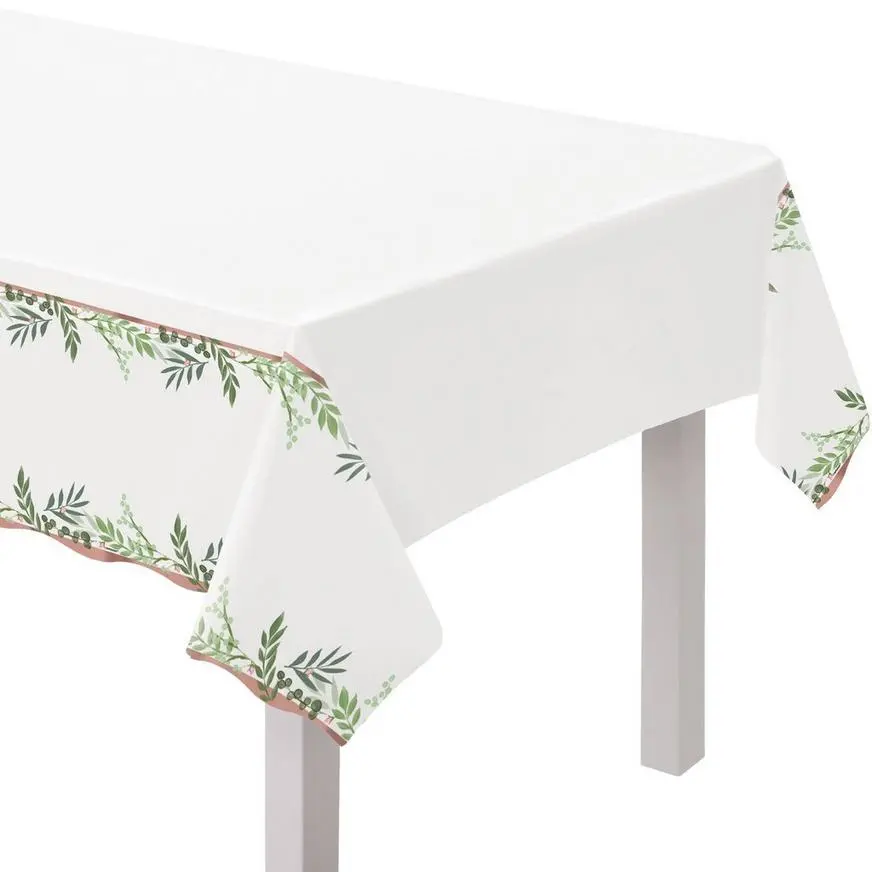 Love & Leaves Plastic Table Cover, 54in X 102in