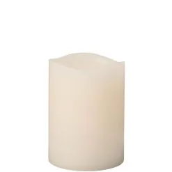 Vanilla-Scented White Pillar Glow Wick Flameless LED Wax Candle, 3in X 4in