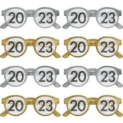 Gold & Silver 2023 Party Glasses, 8ct