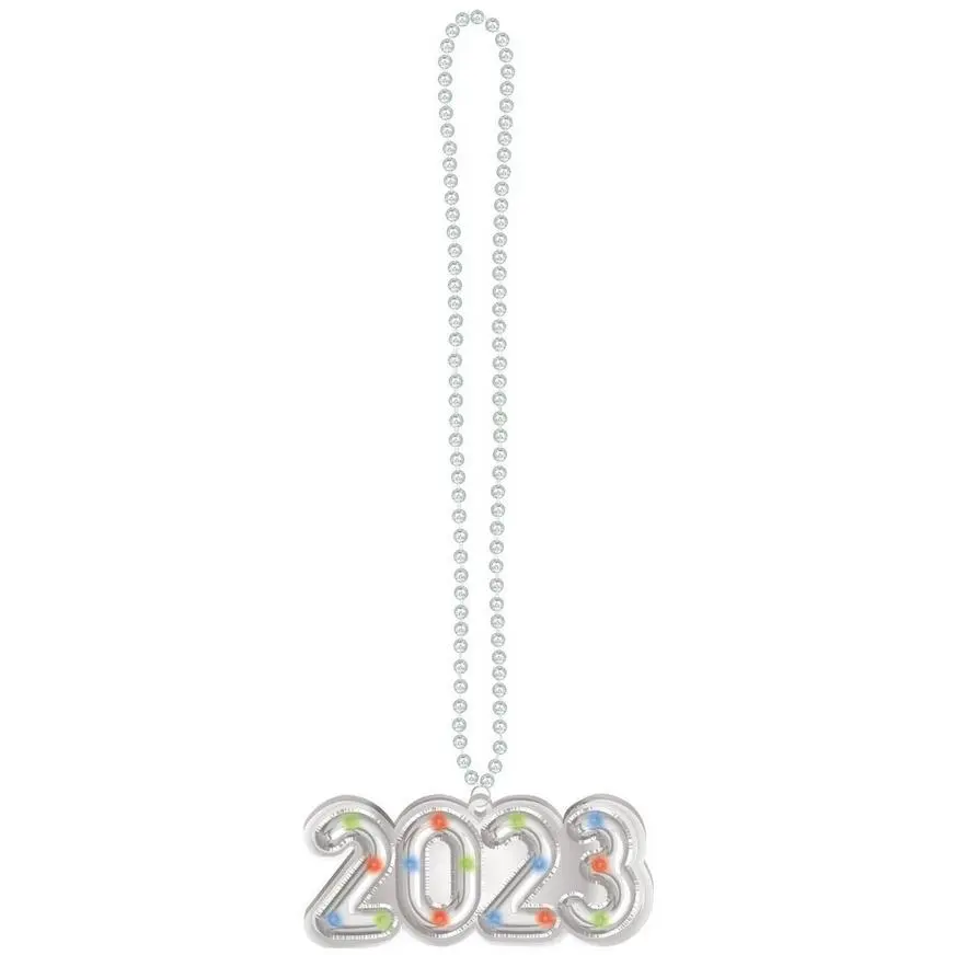 Light-Up Silver 2023 Plastic Necklace, 36in