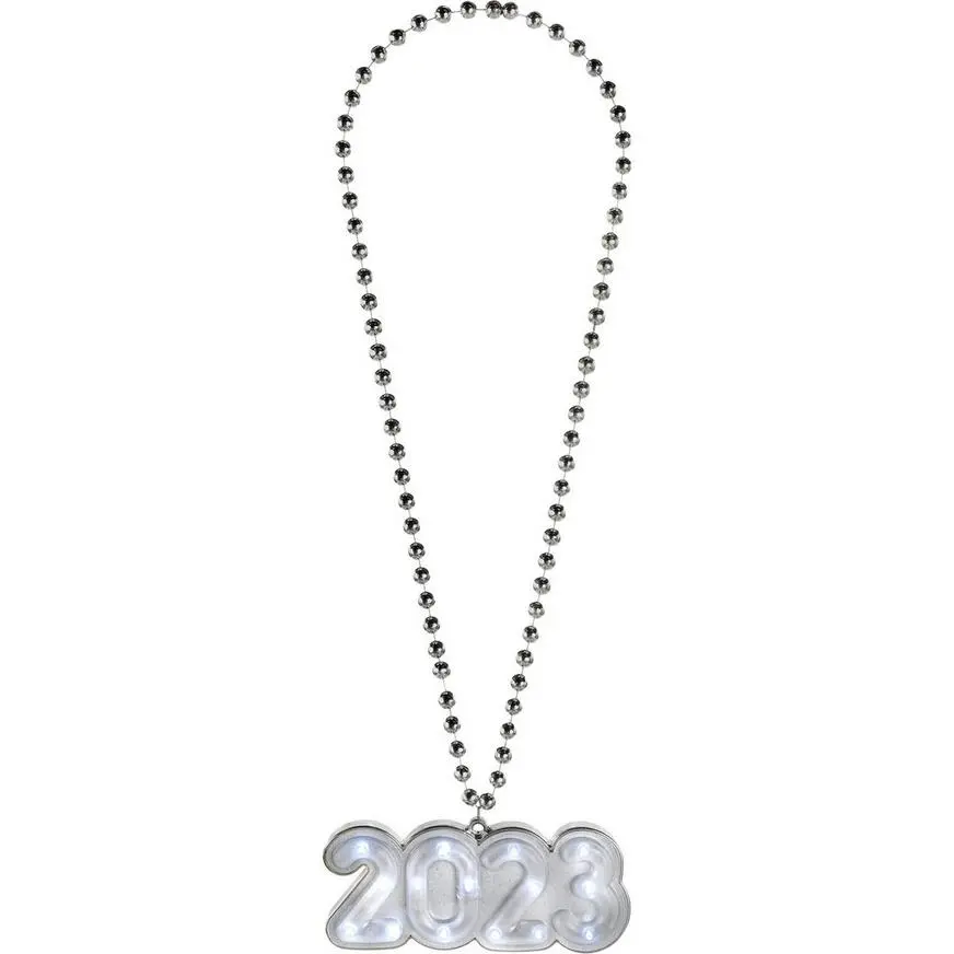 Light-Up Silver 2023 Plastic Necklace, 36in - Image 2