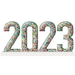 Colorful Confetti 2023 Acrylic Standing Sign, 10.6in X 5in