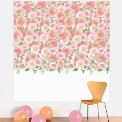 Pink Floral Baby Canvas Scene Setter, 5.4ft X 5.1ft