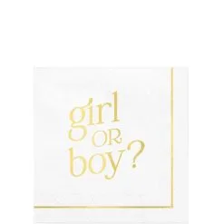 Metallic Girl Or Boy Gender Reveal Paper Beverage Napkins, 5in, 16ct - Just Here For The Sex