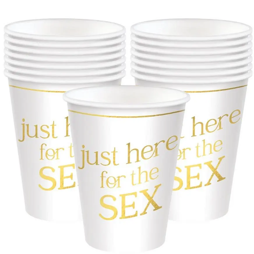 Metallic Just Here For The Sex Gender Reveal Paper Cups, 12oz, 20ct