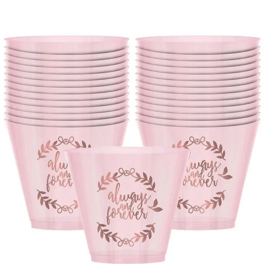 Blush Always & Forever Plastic Tumblers, 9oz, 30ct
