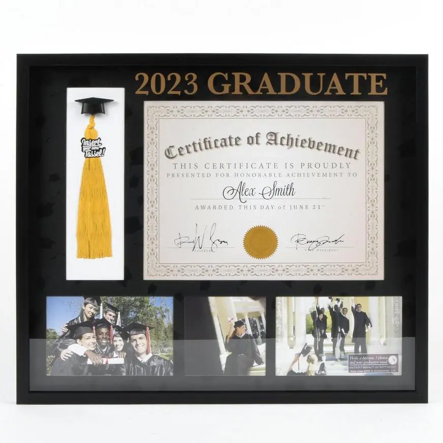 Black 2023 Graduate Plastic Diploma, Photo & Tassel Frame, 18.25in X 15.75in - Image 2