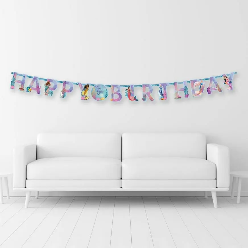 The Little Mermaid Add An Age Cardstock Birthday Banner Kit, 10ft - Movie 2023 - Image 2
