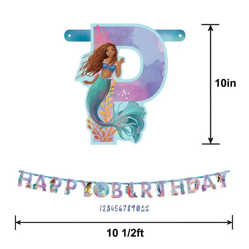 The Little Mermaid Add An Age Cardstock Birthday Banner Kit, 10ft - Movie 2023 - Image 3