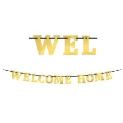 Metallic Gold Welcome Home Cardstock Letter Banner Kit, 4.5in Letters, 13pc