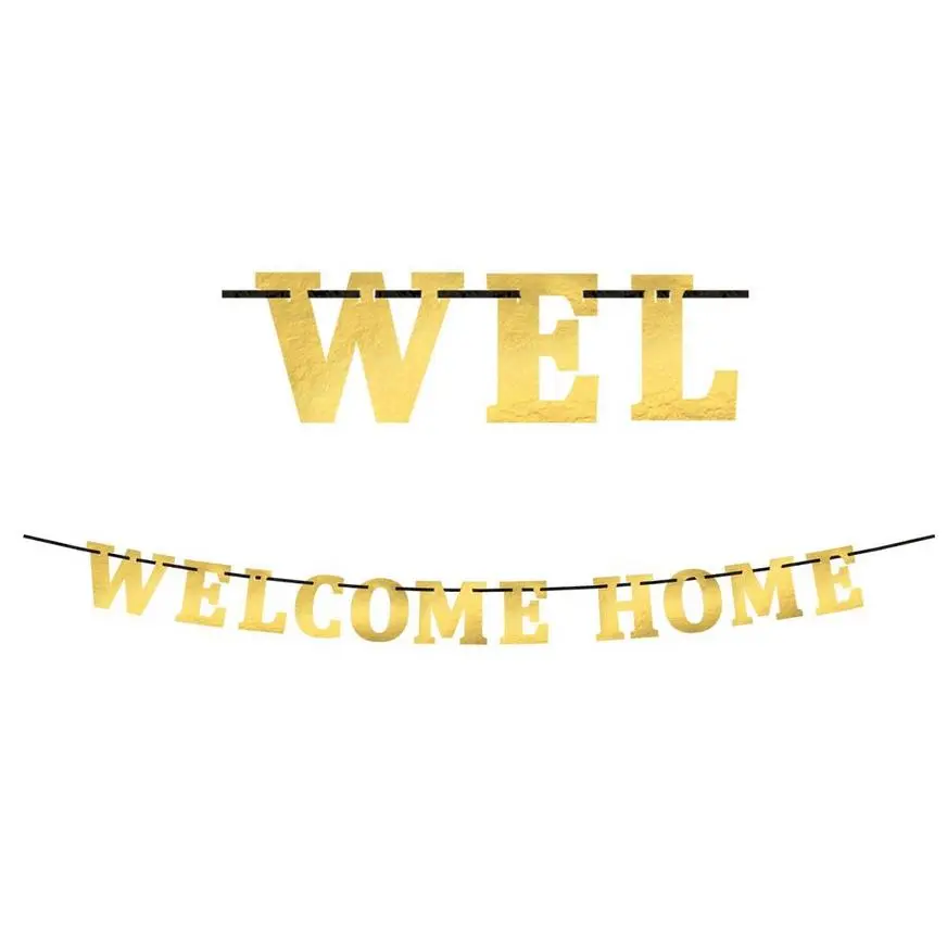 Metallic Gold Welcome Home Cardstock Letter Banner Kit, 4.5in Letters, 13pc