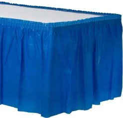 Royal Blue Plastic Table Skirt, 21ft X 29in