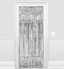 Silver Foil Fringe Doorway Curtain, 3ft X 8ft