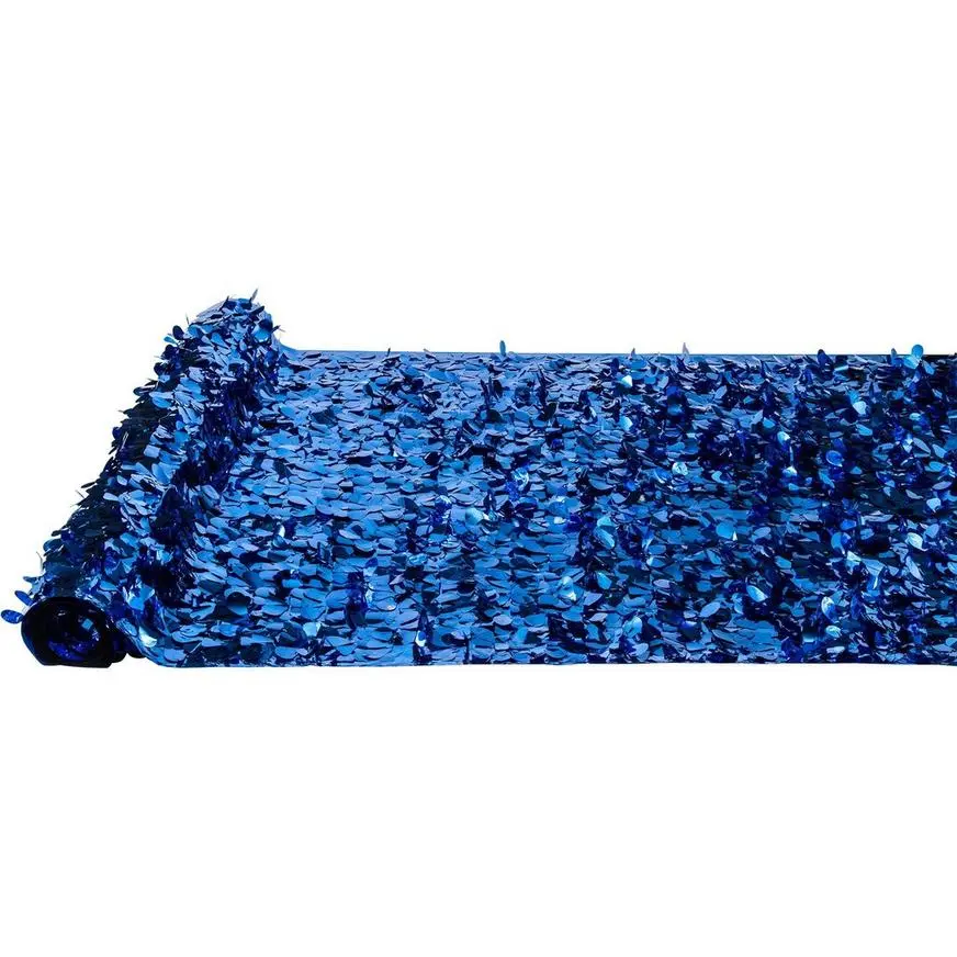 Royal Blue Metallic Floral Sheeting - Image 2