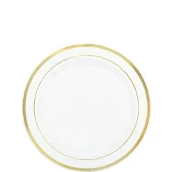 White Gold-Trimmed Premium Plastic Appetizer Plates 20ct