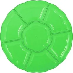 Kiwi Green Plastic Scalloped Sectional Platter