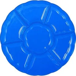Royal Blue Plastic Scalloped Sectional Platter