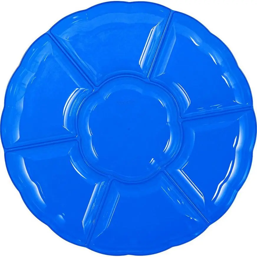 Royal Blue Plastic Scalloped Sectional Platter