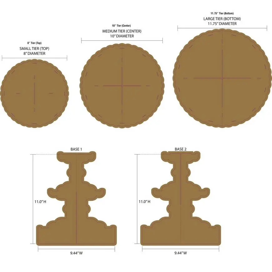 Gold 3-Tiered Cardboard Cupcake Stand, 11.5in X 14.25in - Image 2