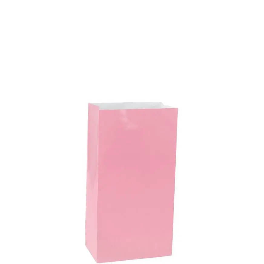 Mini Pink Paper Treat Bags 12ct
