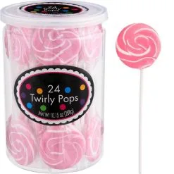 Pink Swirly Lollipops 24pc