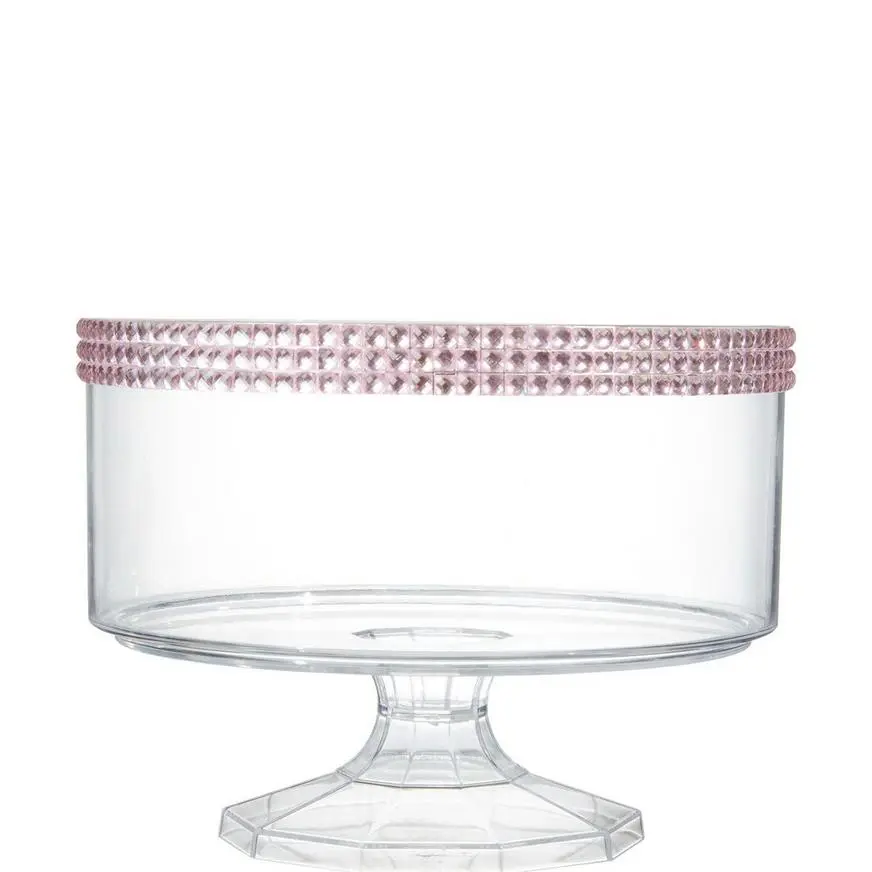 Small Pink Rhinestone Clear Plastic Trifle Container