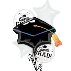 White Congrats Grad Foil Balloon Bouquet, 5pc