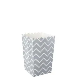 Mini Silver Chevron Popcorn Treat Boxes 6ct