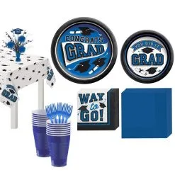 Blue Congrats Grad Tableware Kit For 20 Guests