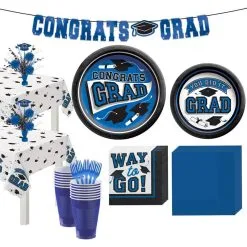 Blue Congrats Grad Tableware Kit For 40 Guests