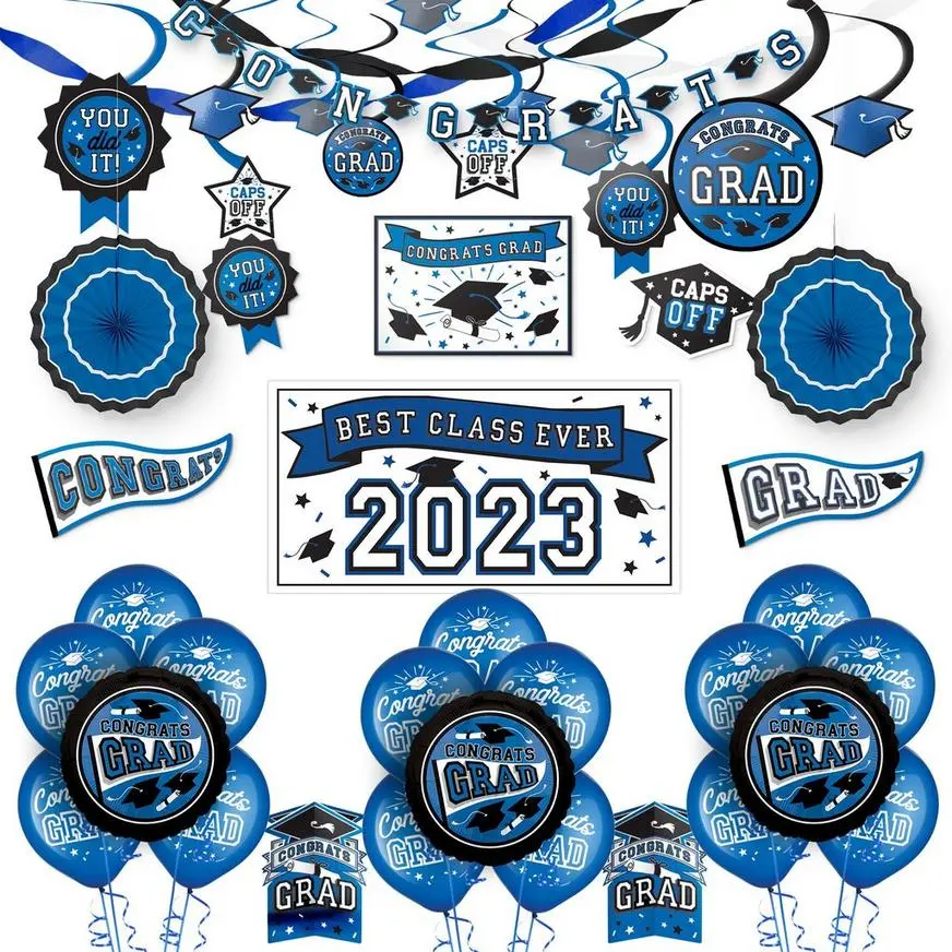 Blue 2023 Congrats Grad Deluxe Graduation Decorating Kit