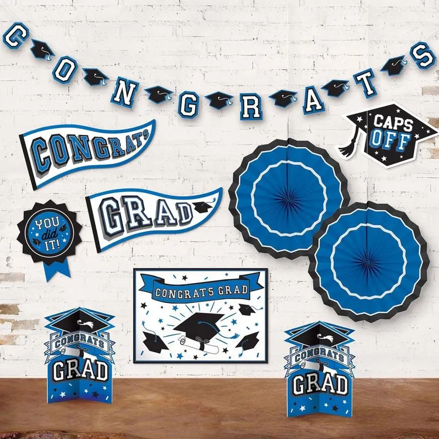 Blue 2023 Congrats Grad Deluxe Graduation Decorating Kit - Image 6