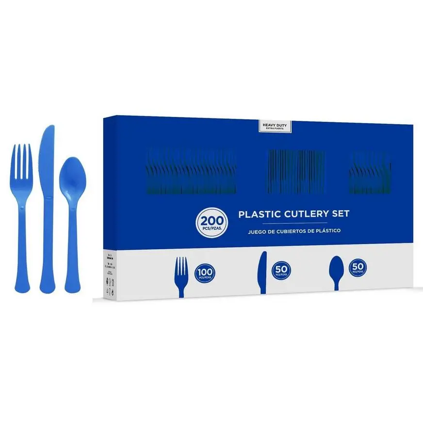 Royal Blue Plastic Tableware Kit For 100 Guests - Image 8