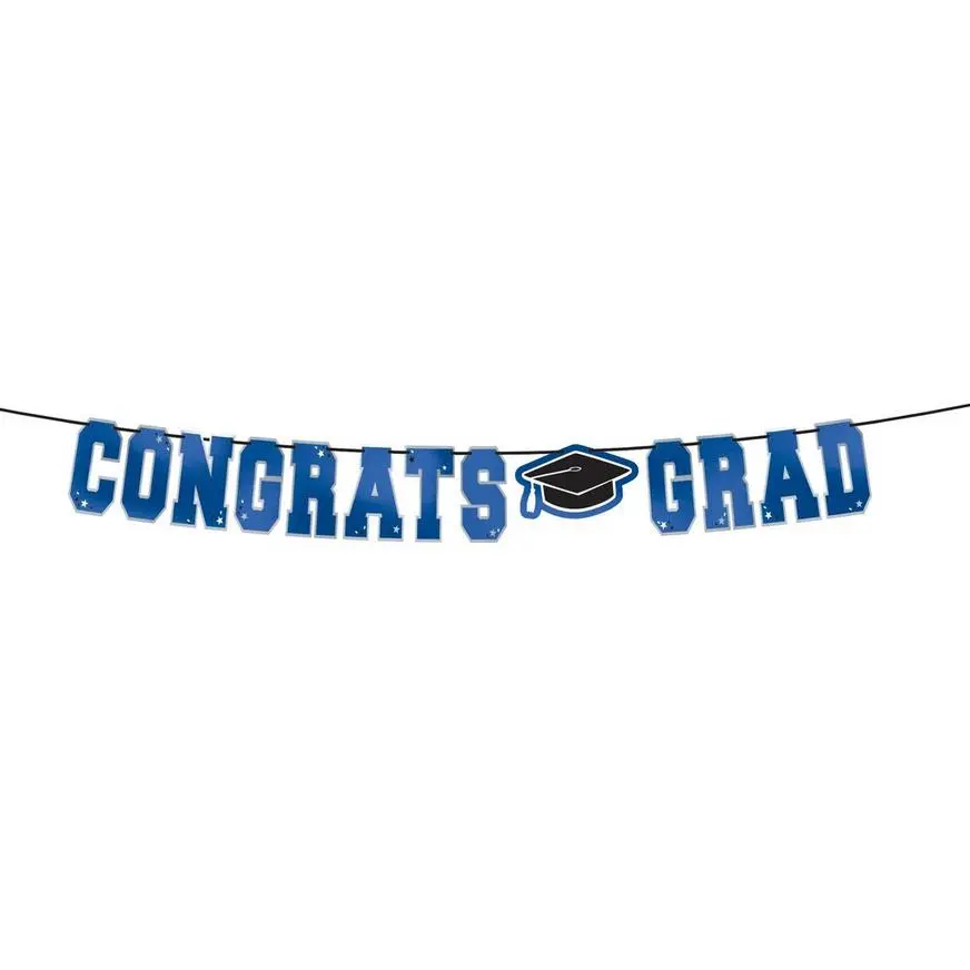 Blue Congrats Grad Letter Banner