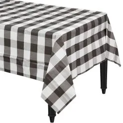 Black & White Plaid Table Cover
