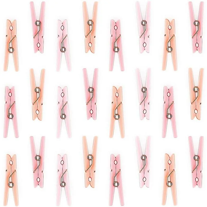 Mini Pink Clothespin Baby Shower Favor Charms 24ct
